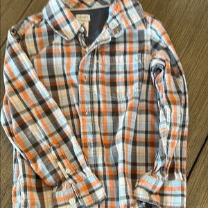 Plaid Button-Up Shirt in Blue and Orange